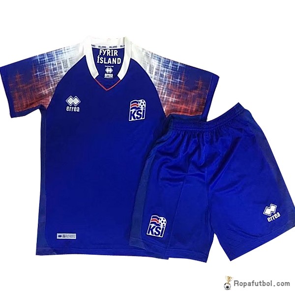 Camiseta Islandia Replica Primera Ropa Conjunto De Niños 2018 Azul